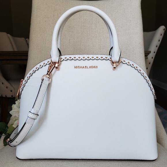 Michael Kors Handbags - SOLD 🌺NWT Michael Kors LG Emmy Satchel Bag White